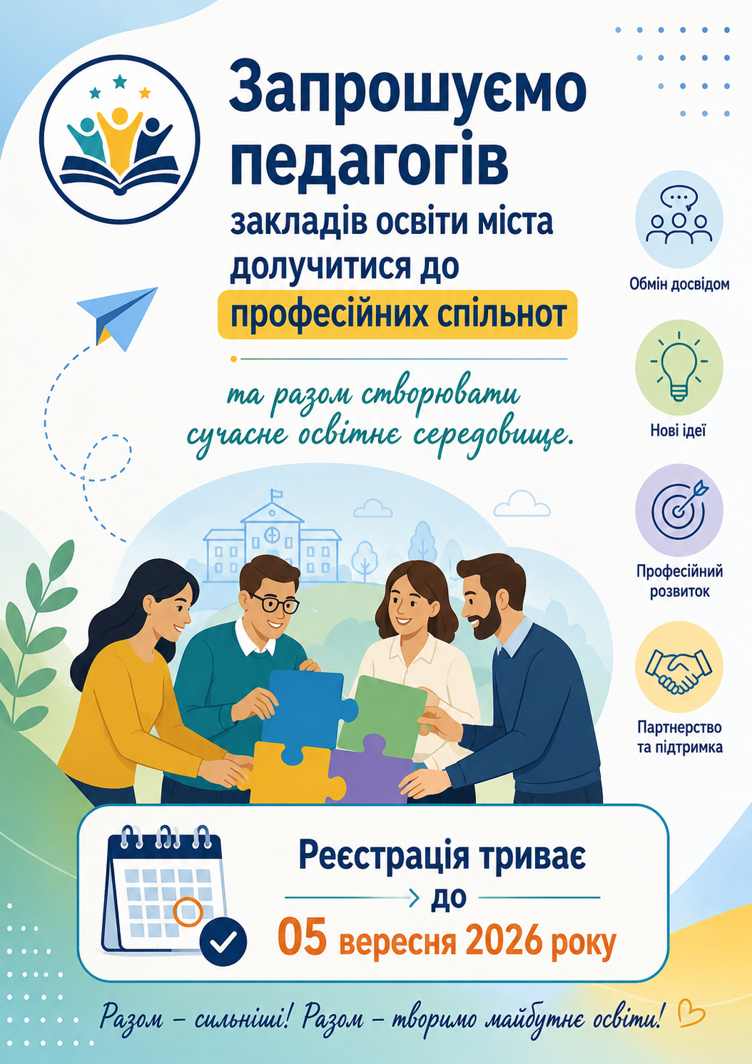 Запрошуємо педагогів закладів освіти міста долучитися до професійних спільнот